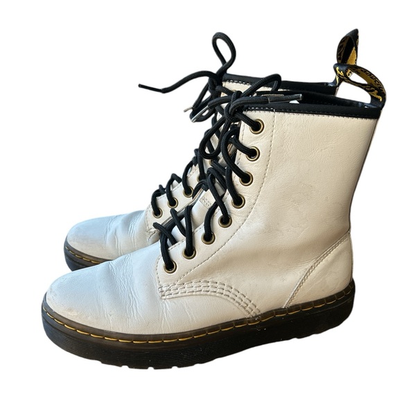WOMEN'S DR. MARTENS ZAVALA COMBAT BOOTS White Size 6 - Picture 2 of 9